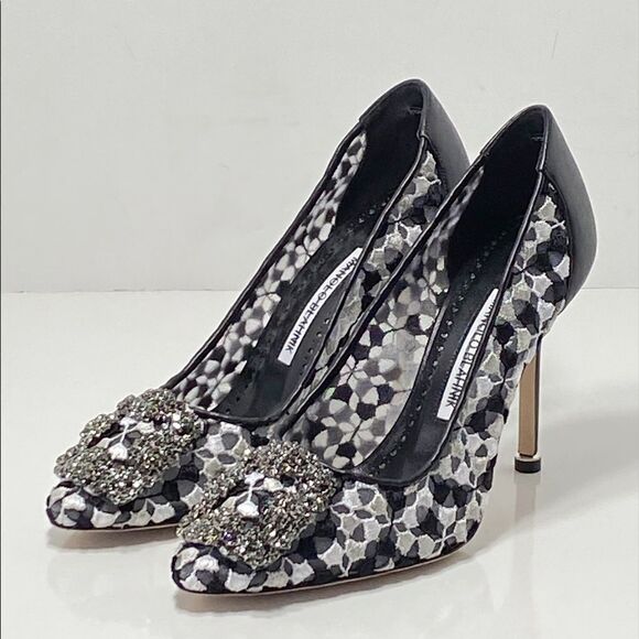 Manolo Blahnik Hangisi 105 Embellished Embroidered Pumps size 36 - Picture 2 of 14